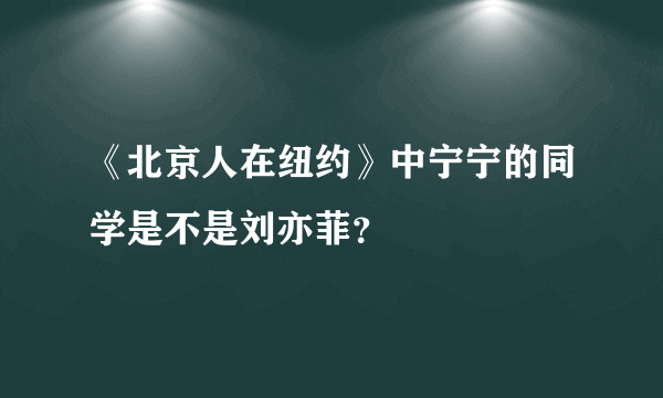 《北京人在纽约》中宁宁的同学是不是刘亦菲？