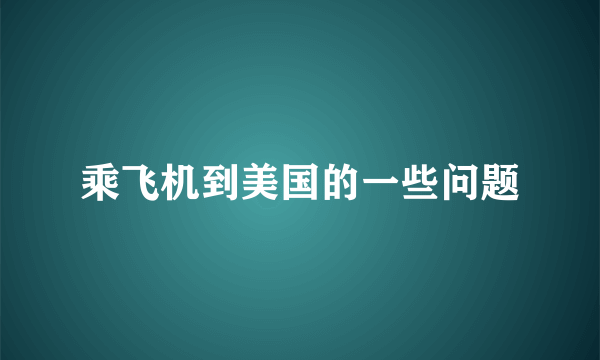 乘飞机到美国的一些问题