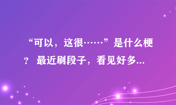 “可以，这很……”是什么梗？ 最近刷段子，看见好多，例“可以，这很裁判”