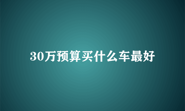 30万预算买什么车最好