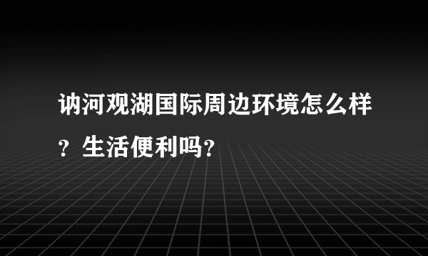 讷河观湖国际周边环境怎么样？生活便利吗？