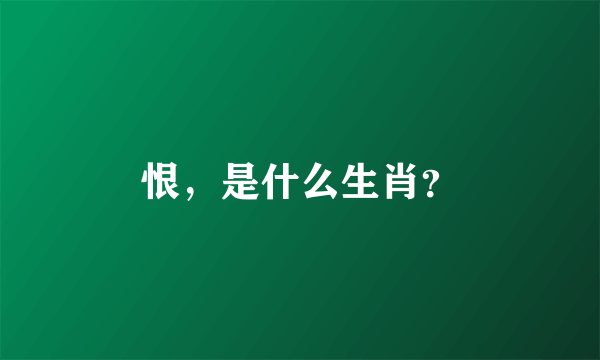 恨，是什么生肖？