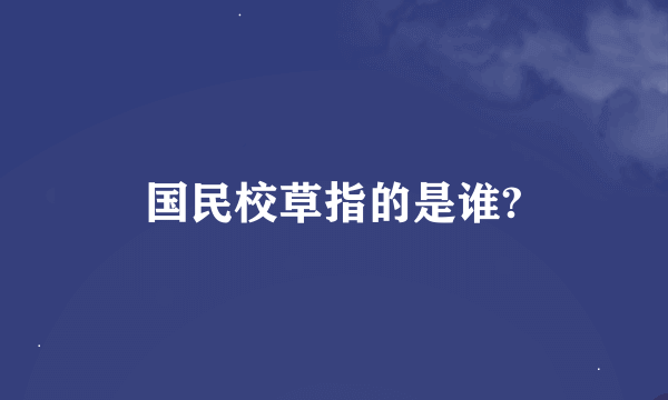 国民校草指的是谁?