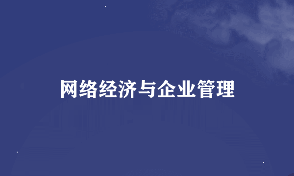 网络经济与企业管理