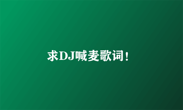 求DJ喊麦歌词！