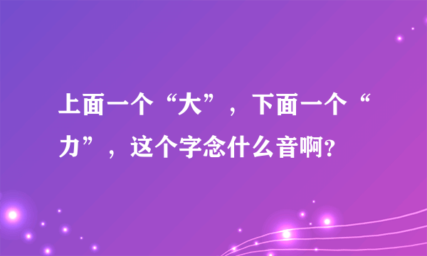 上面一个“大”，下面一个“力”，这个字念什么音啊？