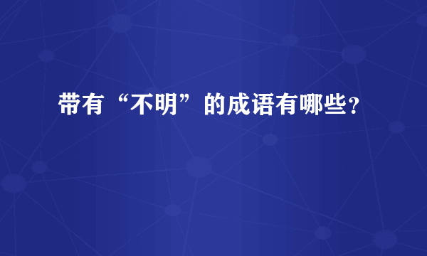 带有“不明”的成语有哪些？