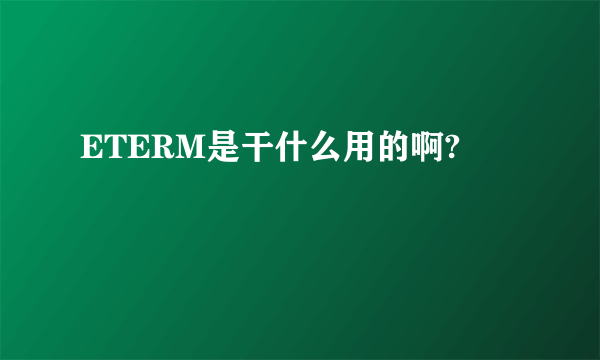 ETERM是干什么用的啊?