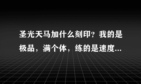 圣光天马加什么刻印？我的是极品，满个体，练的是速度和特攻。另外的都没练