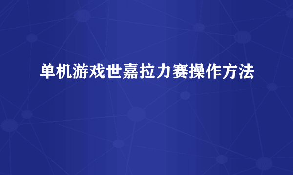 单机游戏世嘉拉力赛操作方法