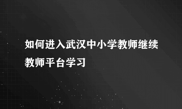 如何进入武汉中小学教师继续教师平台学习