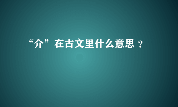 “介”在古文里什么意思 ？