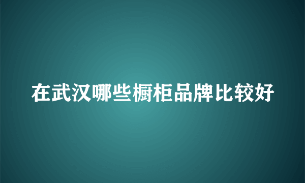 在武汉哪些橱柜品牌比较好