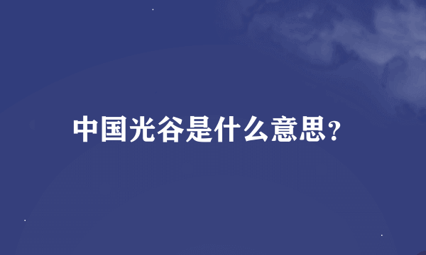 中国光谷是什么意思？