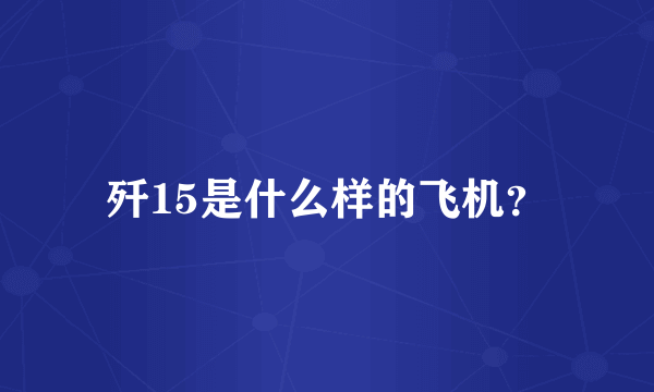 歼15是什么样的飞机？