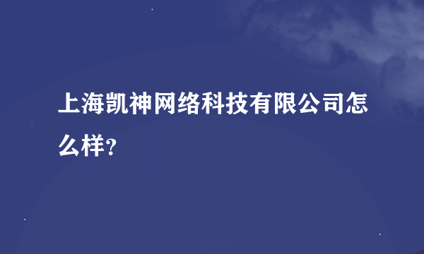 上海凯神网络科技有限公司怎么样？