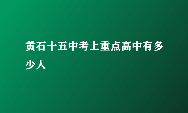 黄石十五中考上重点高中有多少人