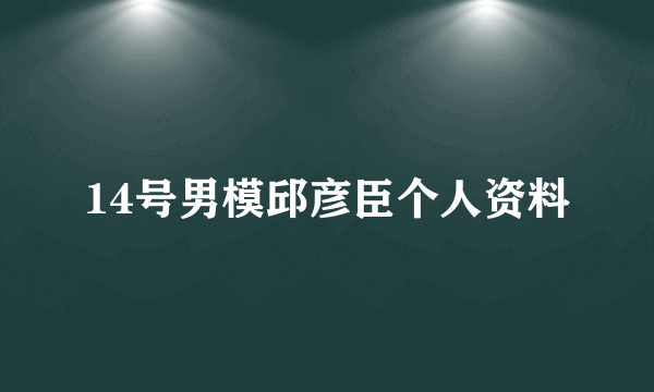 14号男模邱彦臣个人资料