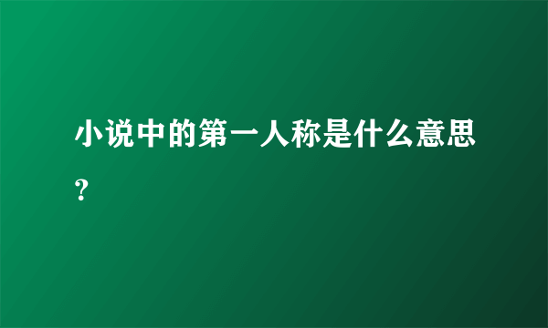 小说中的第一人称是什么意思？