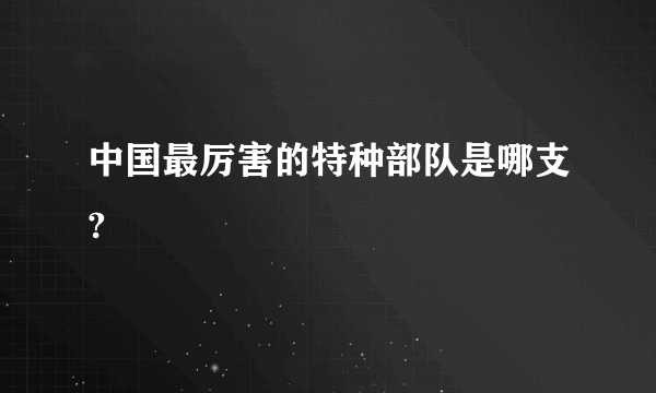 中国最厉害的特种部队是哪支?