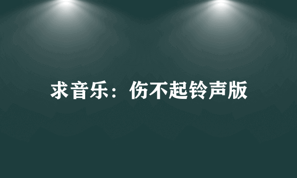 求音乐：伤不起铃声版