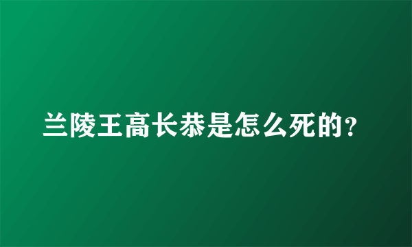 兰陵王高长恭是怎么死的？