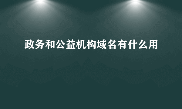 政务和公益机构域名有什么用