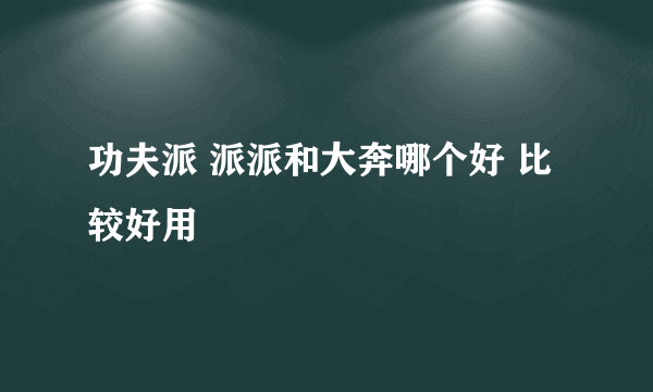 功夫派 派派和大奔哪个好 比较好用