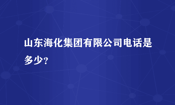 山东海化集团有限公司电话是多少？