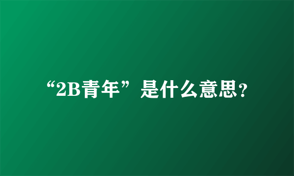 “2B青年”是什么意思？