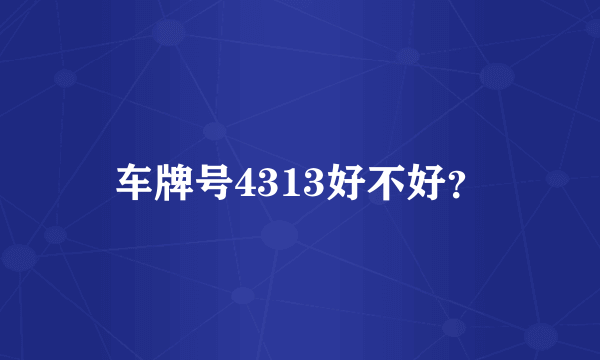 车牌号4313好不好？