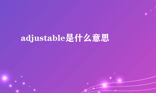 adjustable是什么意思