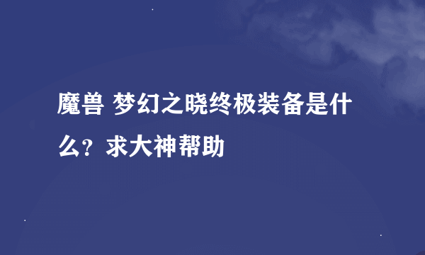 魔兽 梦幻之晓终极装备是什么？求大神帮助