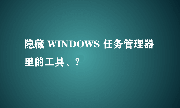 隐藏 WINDOWS 任务管理器 里的工具、?