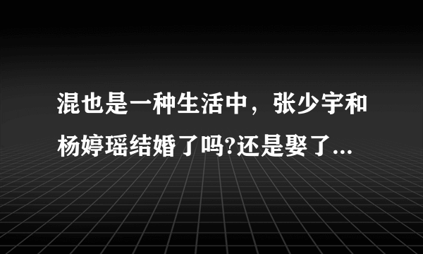 混也是一种生活中，张少宇和杨婷瑶结婚了吗?还是娶了别人啊，结局怎么样？我说的是第一部