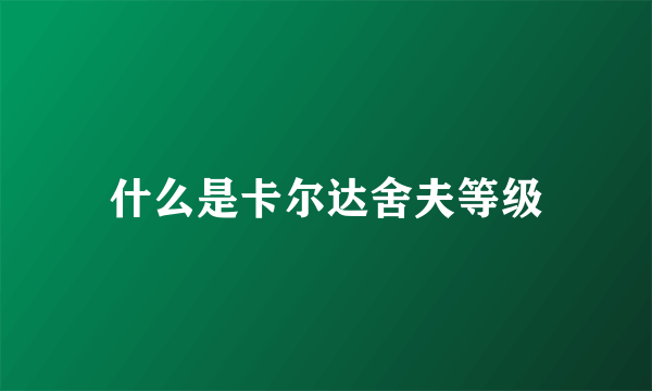 什么是卡尔达舍夫等级