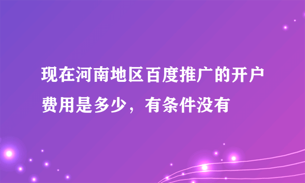 现在河南地区百度推广的开户费用是多少，有条件没有