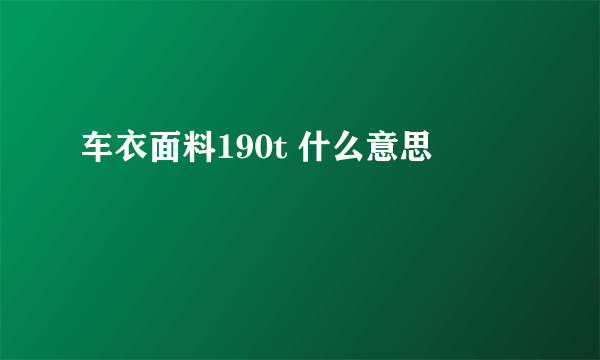 车衣面料190t 什么意思