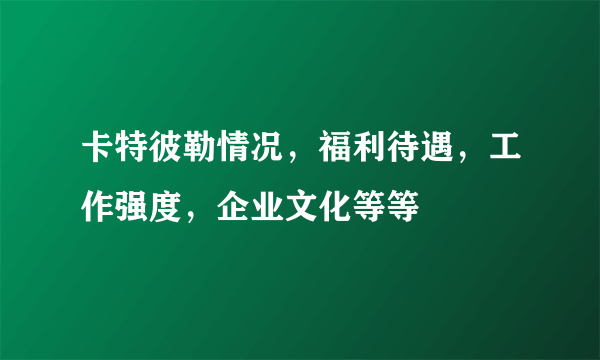 卡特彼勒情况，福利待遇，工作强度，企业文化等等