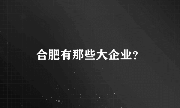 合肥有那些大企业？