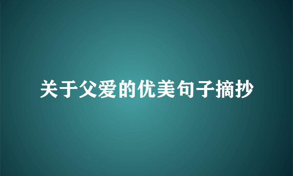 关于父爱的优美句子摘抄