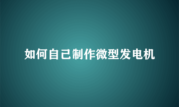 如何自己制作微型发电机