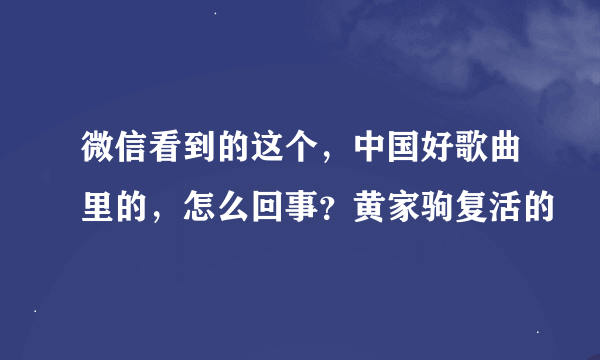 微信看到的这个，中国好歌曲里的，怎么回事？黄家驹复活的