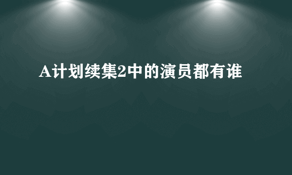 A计划续集2中的演员都有谁