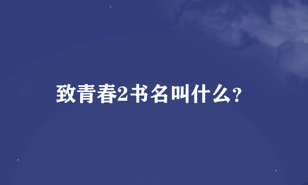 致青春2书名叫什么？