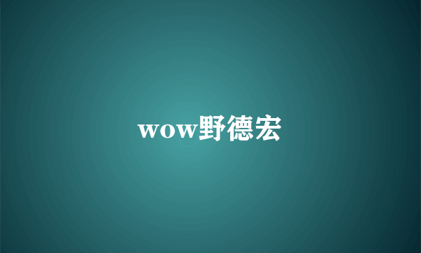 wow野德宏