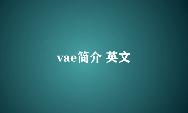 vae简介 英文