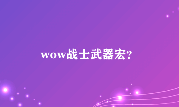 wow战士武器宏？