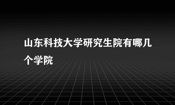 山东科技大学研究生院有哪几个学院