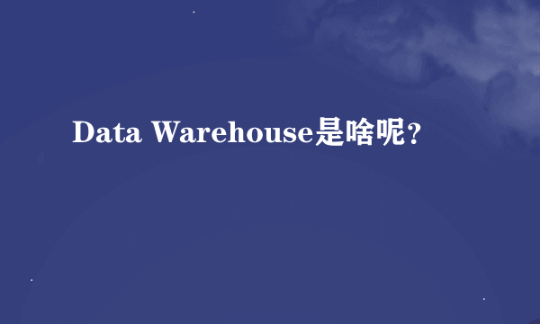 Data Warehouse是啥呢？